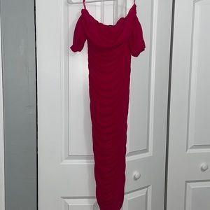 Pink off the shoulder cocktail dress